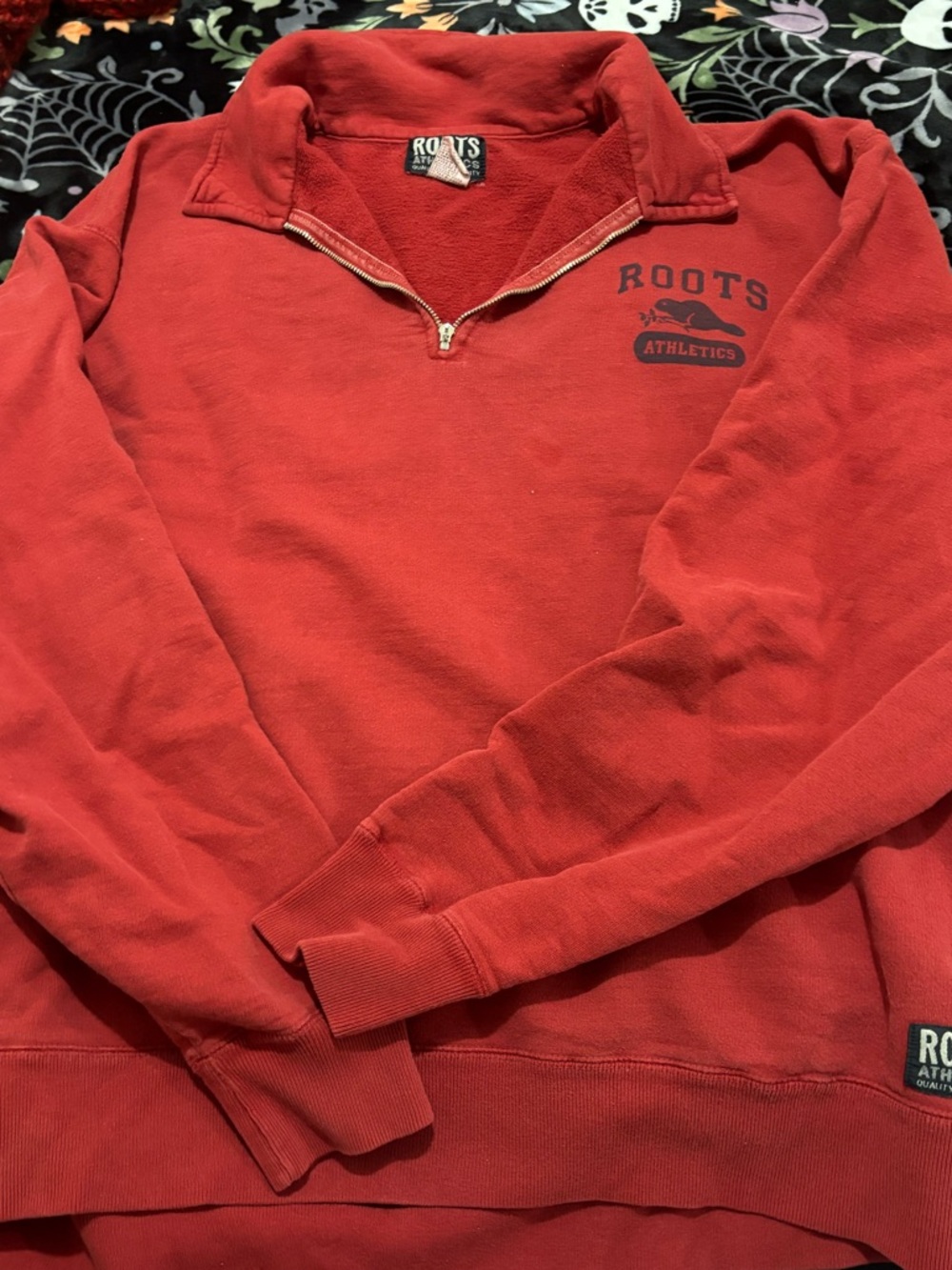 Roots Womens Red Quarterzip Up Athletic Pullover